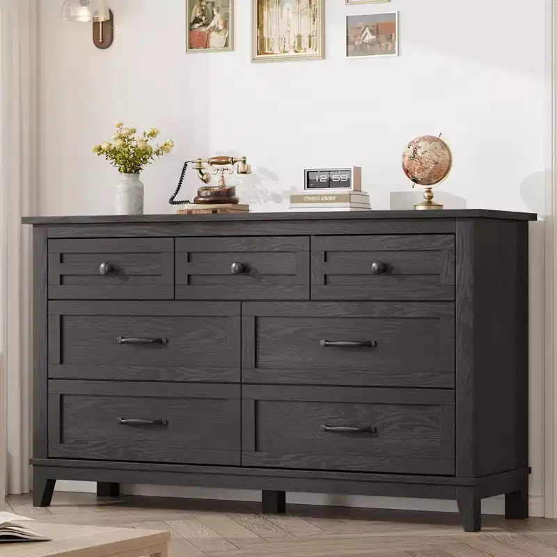 Garvee 7 Dresser for Bedroom, 54 Wide Drawer Dresser with Storage Freestanding, Wooden Closet Storage Chest for Living Room, Bedroom