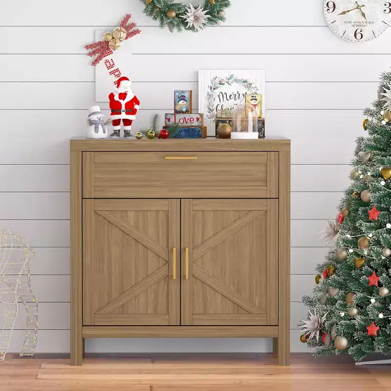 MDF & Metal Buffet Sideboard Cabinet 34.3''W x 35.4''H x 15.6''D