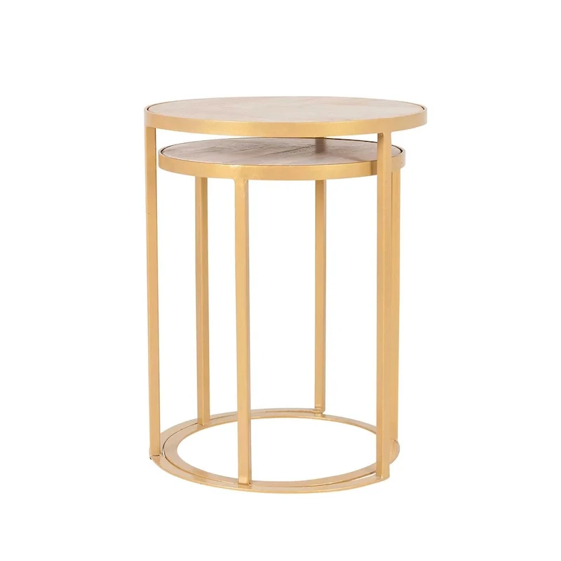 Natural Wood And Iron Nesting Accent Tables (Set of 2) by East at Main