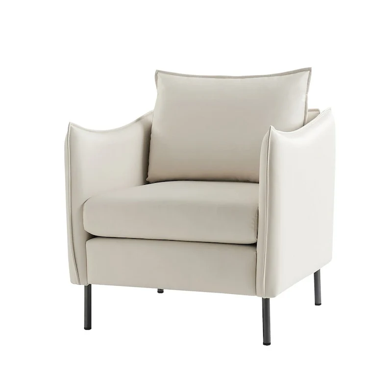 Christopher Modern Anti-scratch Fabric Armchair with Black Metal Legs Set of 2 by HULALA HOME