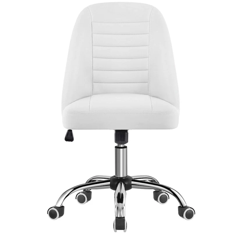 Faux Leather Mid-Back Tufted Armless Office Chair