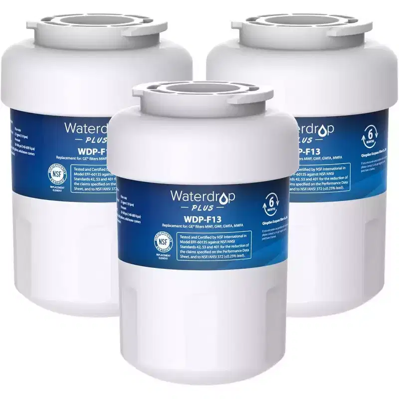 Waterdrop Plus WDP-F13 Refrigerator Water Filter Reduce PFAS, Replacement for GE MWF, HDX FMG-1, MWFP, MWFA, RWF0600A,NSF 401 certified, 3 Pack