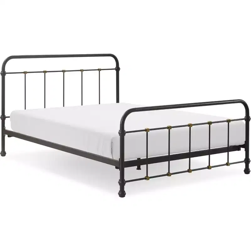 Renaud Parisian Metal Bed Black/Brass - Adore Dcor
