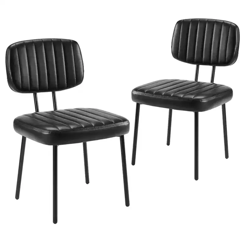 Okak Mid Century Dining Room Chairs Set of 2, Upholstered Dining Chairs with Faux Leather Surface, Kitchen Chairs for Living Room