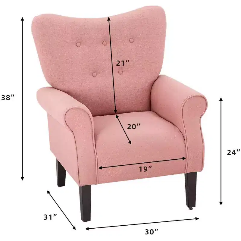 Erommy Mid Century Velvet Tufted Armchair, High Back Accent Chair