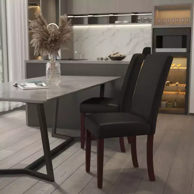 Emma and Oliver Contemporary Panel Back Parson's Chair with High Density Foam Padding and Finished Hardwood Frame