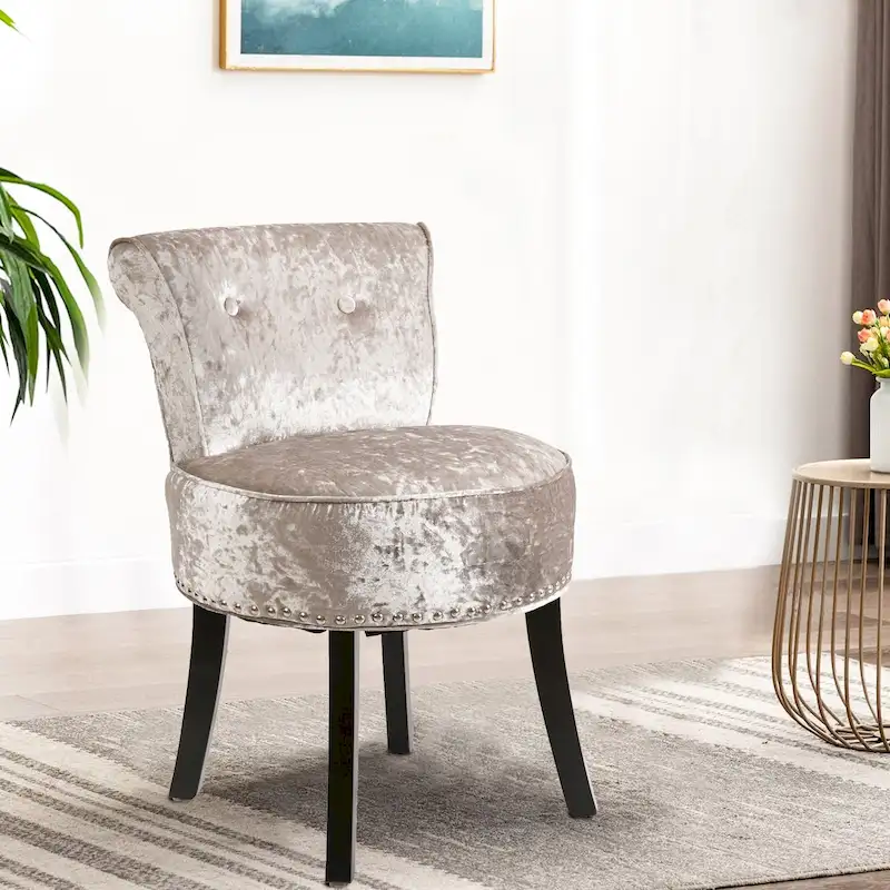 27.5 Tall Solid Wood Vanity Stool Chair - 27.5 H X 19 W X 11.8 D