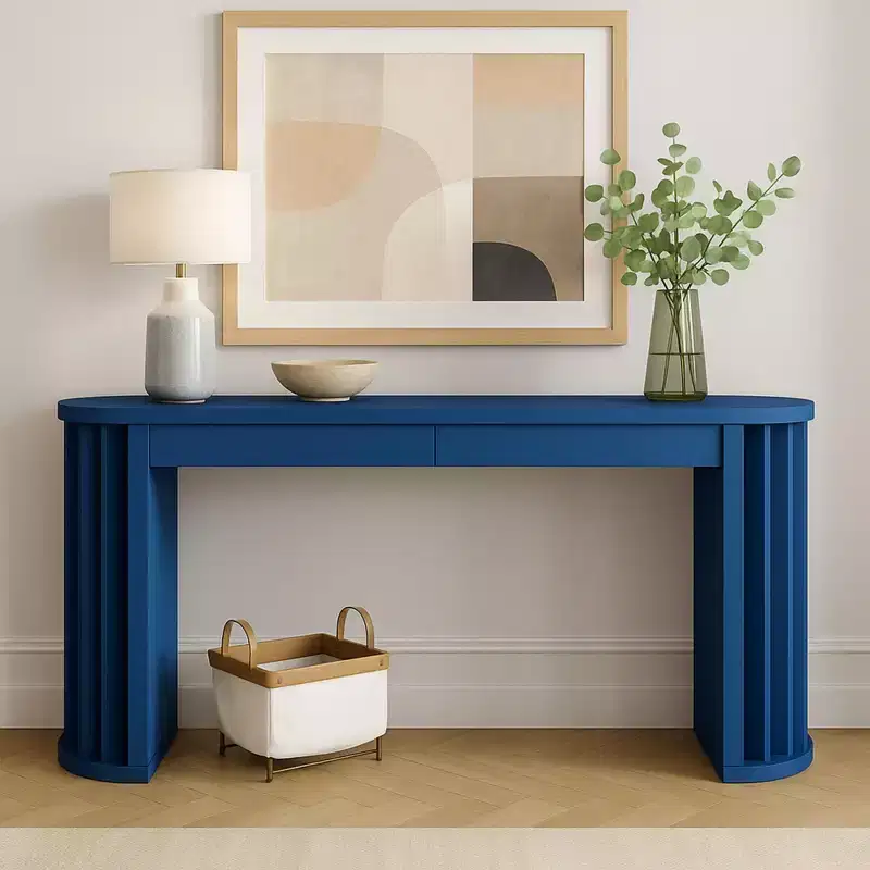 Merax Modern Oval-Edge Console Table with Fan-Shaped Legs