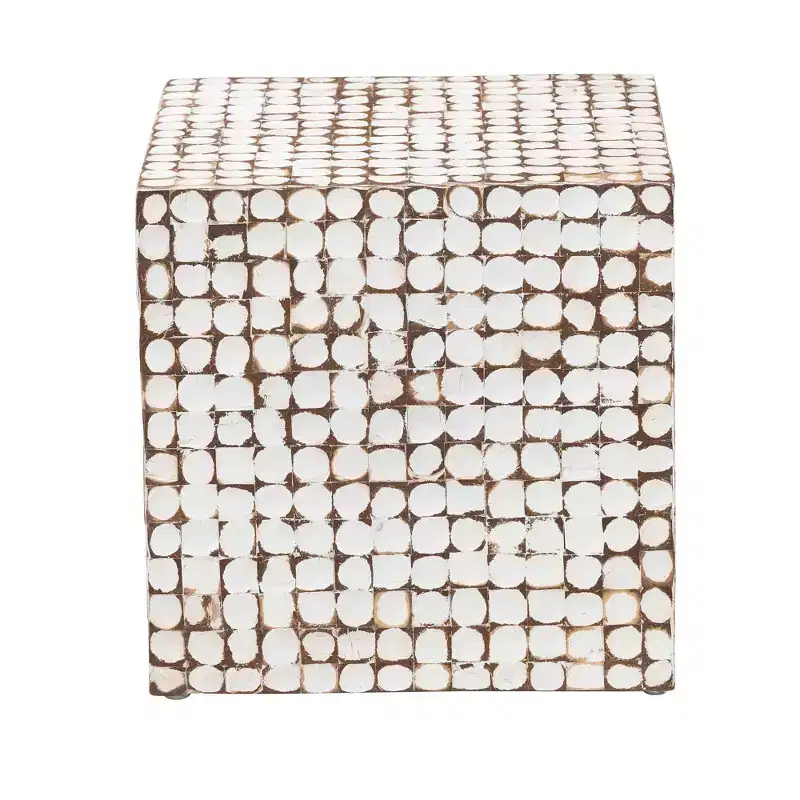 bali & pari Janella Coconut Shell and Acacia Wood End Table