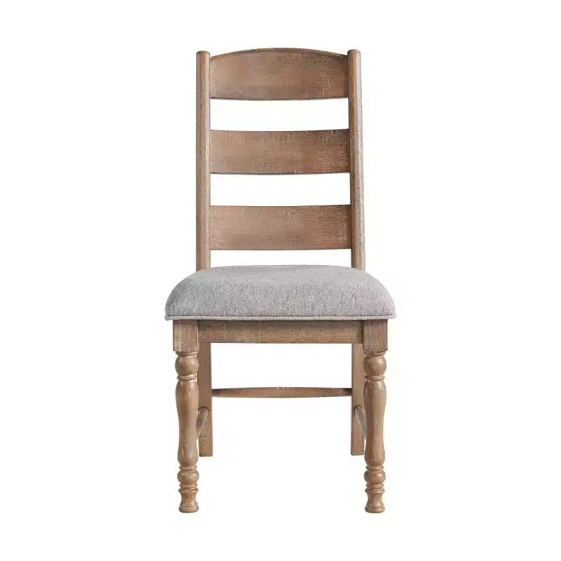 Set of 2 Ladderback Cushion Seat Side Chairs Sandwash