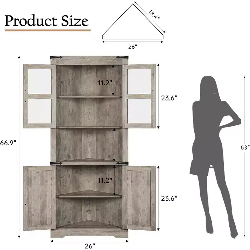 Storage cabinets, floor-standing storage cabinets with doors and adjustable shelves, freestanding tall cabinet organizers