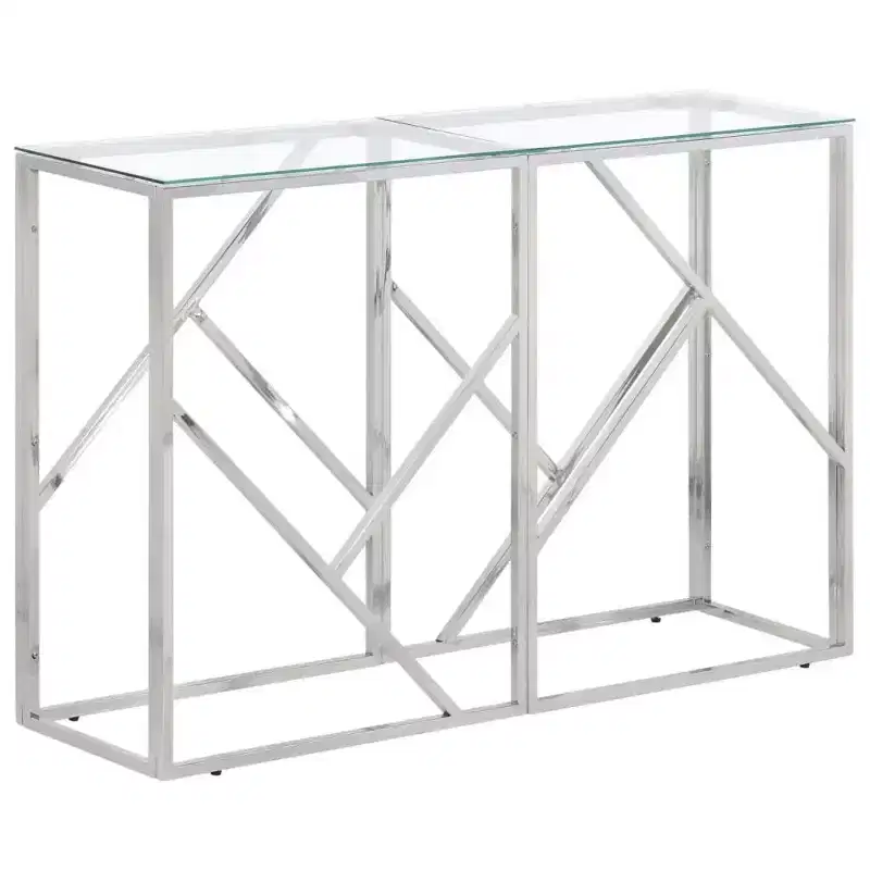Console Table Hallway Living Room Stainless Steel and Tempered Glass