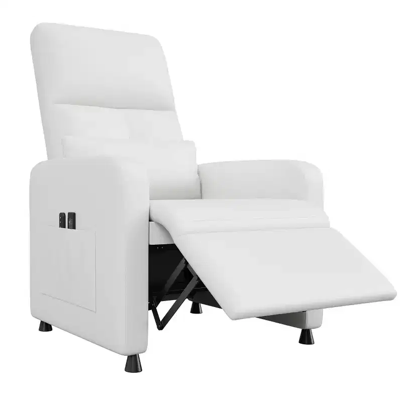 White/Brown/Black Single-Seat Power Recliner Chair, Tall Back, Adjustable Footrest