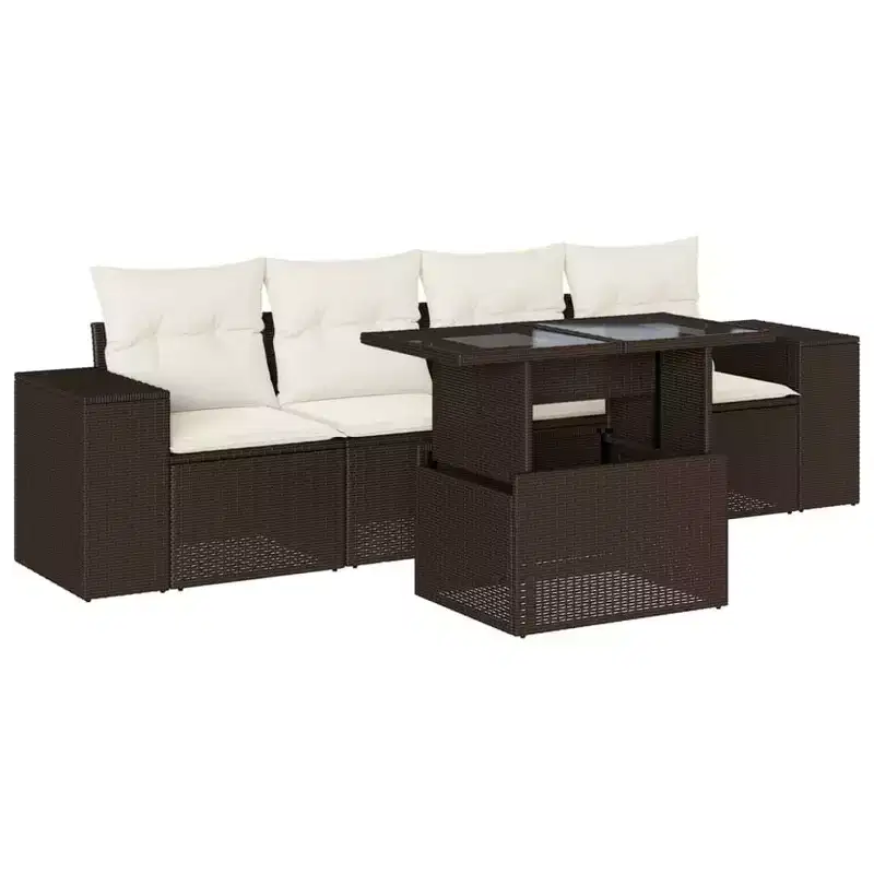 vidaXL Garden Sofa Set PE Rattan 5 Piece
