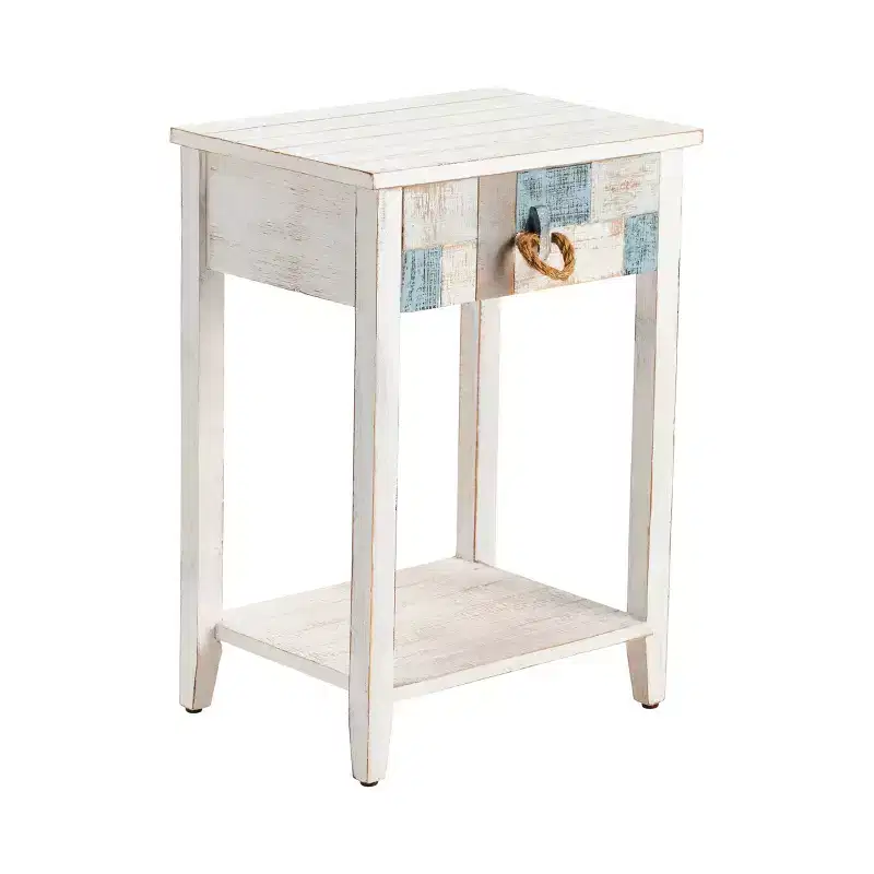 Crestview Collection Square White Solid Wood Accent_End Table