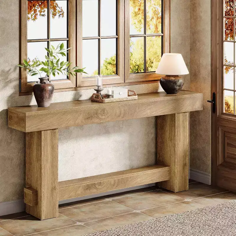 Brown Wood Farmhouse Console Table, 70.9