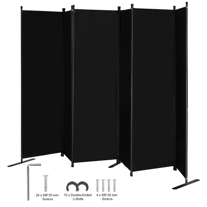 6-Panel Folding Room Divider with Oxford Fabric and Iron Frame