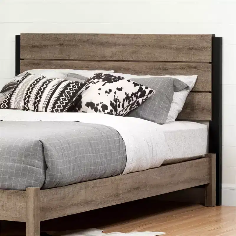 HomeStockMunich Headboard Rustic Weathered Oak And Matte Black