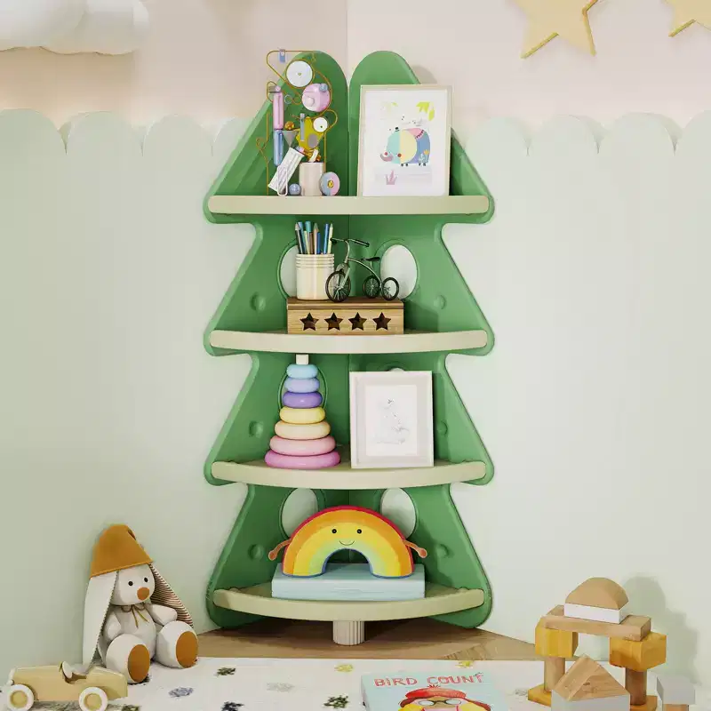 Gymax 4-Tier Tree Bookshelf w/Star Stickers for Kids Room Playroom Daycare & Nursery