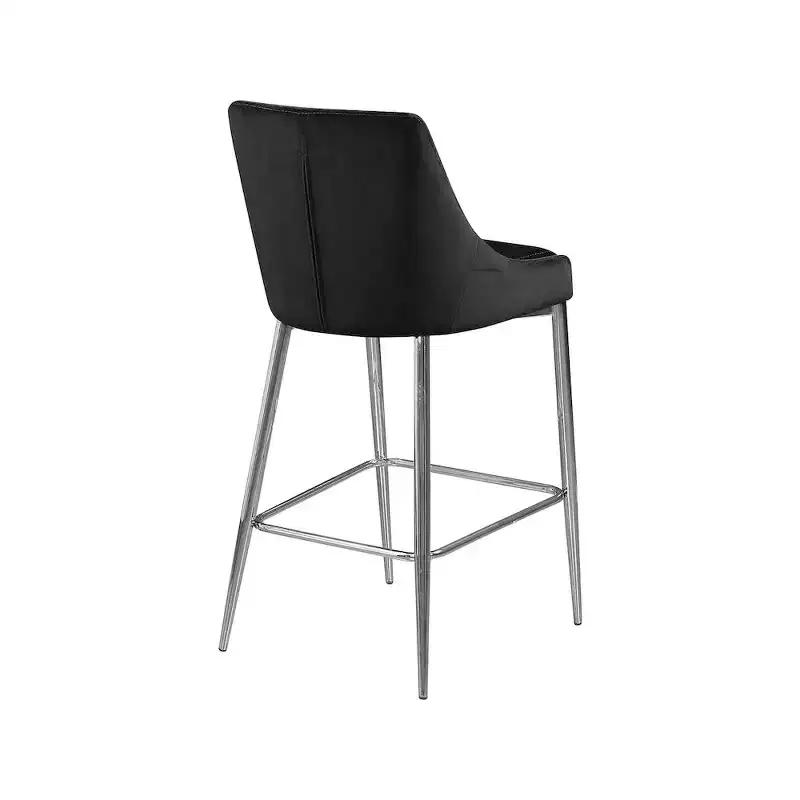 Black Velvet Stool, Set of 2