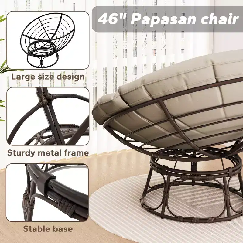 Papasan Patio Chair with Cushions