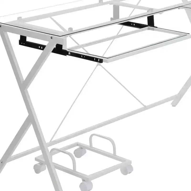 62 Dazenus Desks Clear Glass Top & White Finish - Acme Furniture: Modern Office Furniture with Wooden Base