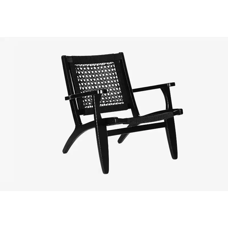Harrison Hexagon Woven Black Rope Accent Chair