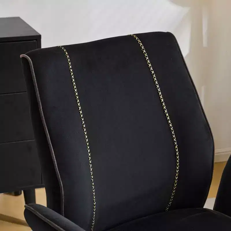 Karl Home | 28.5 inch White Velvet Dovetail Swivel Office Chair With Wheels
