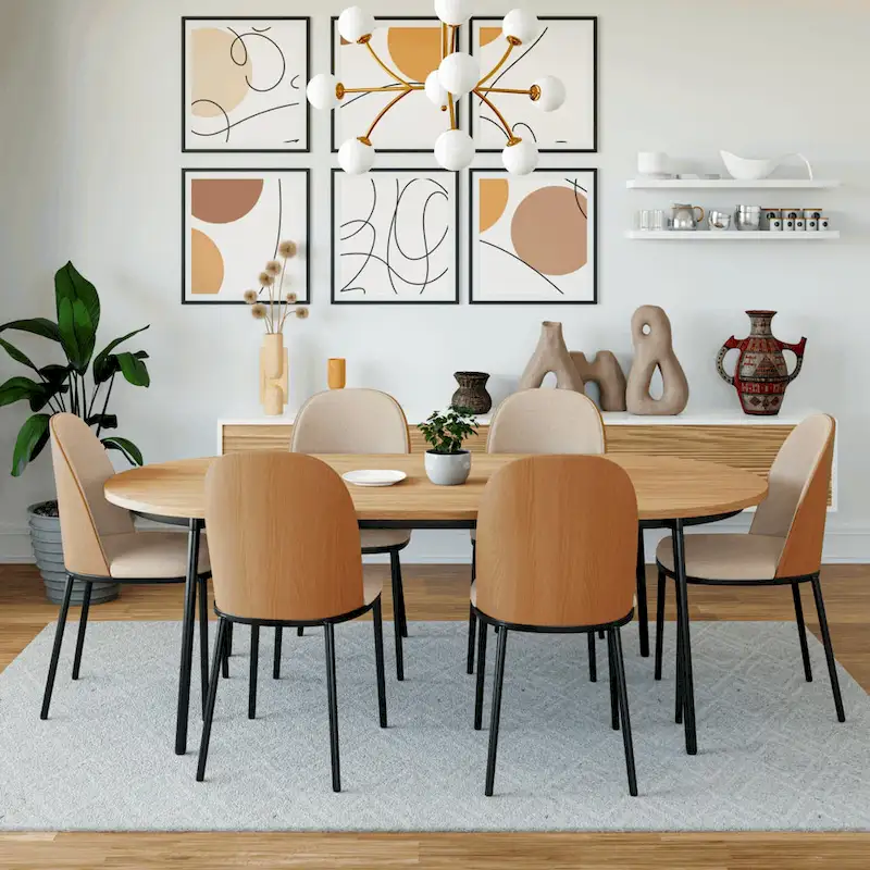 Dining Chair with Upholstered Seat Side Chair with MDF Wood Frame in Steel Set of 4