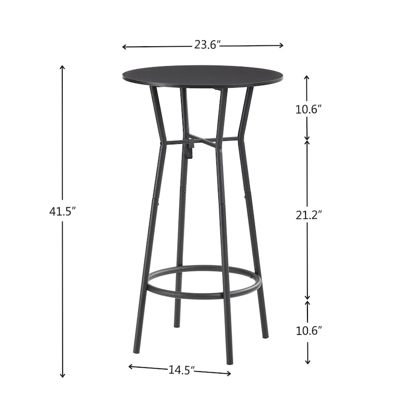 Modern Style 3-Piece Dining Set with Round Table and 2 Counter Height Bar Chairs
