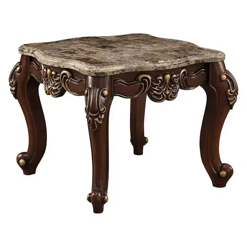 Accent Table Natural Marble Top/Walnut