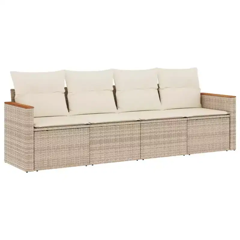 vidaXL Patio Sofa Set with Cushions Outdoor Conversation Furniture Poly Rattan