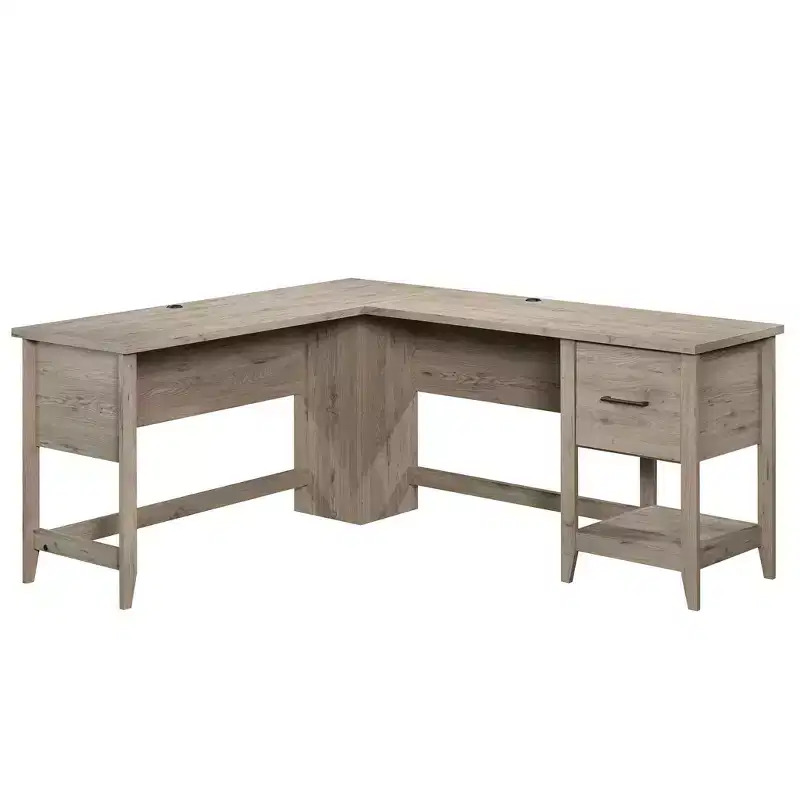 TUYOHW 58.66 L-Shaped Corner Desk,Computer Desk with File Drawer,Lower Shelf,Cable Grommets,Writing Desk for Home Office,Study,Bedroom