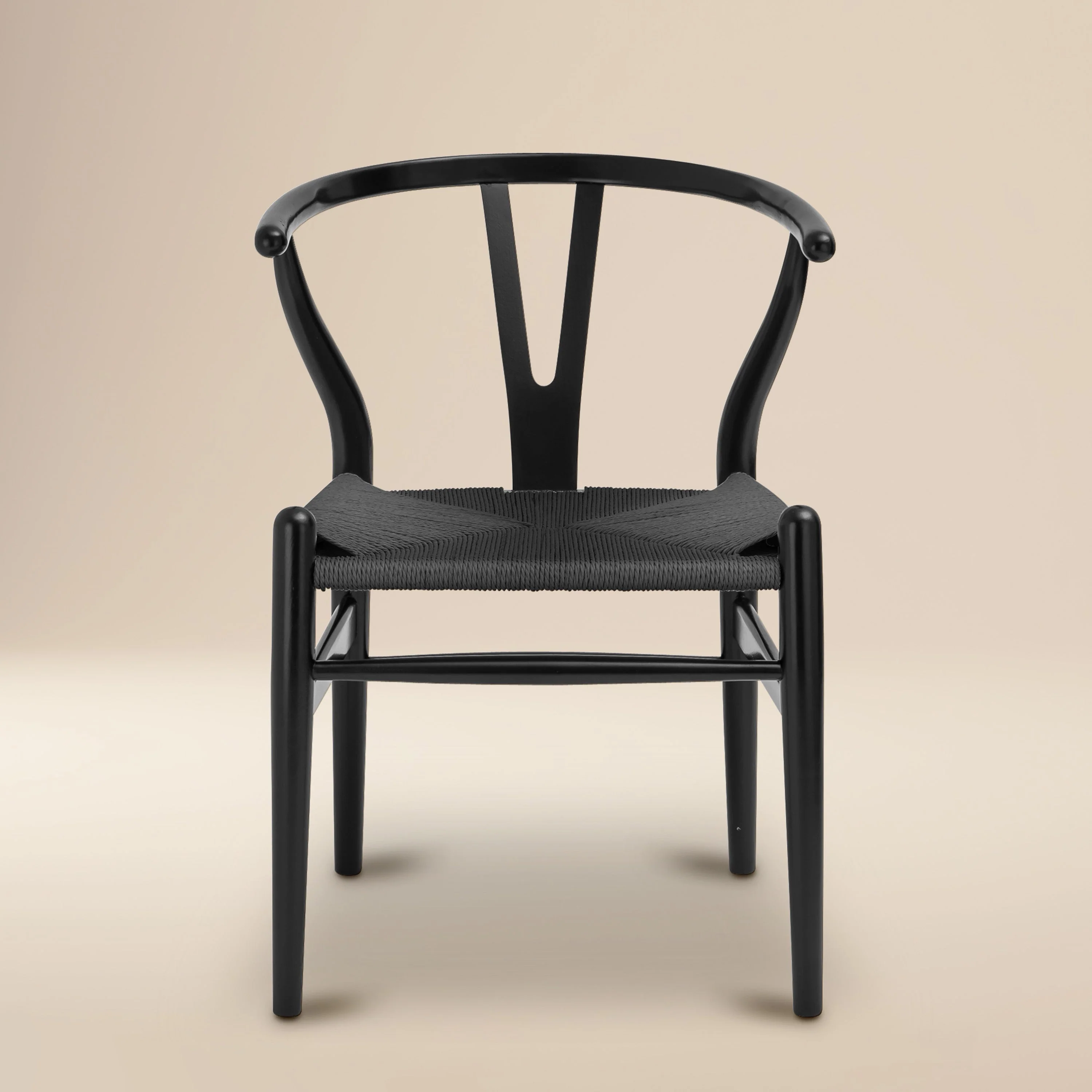 Mid-Century Modern Pitch Black Chair | Pitch Black with Kiln-Dried