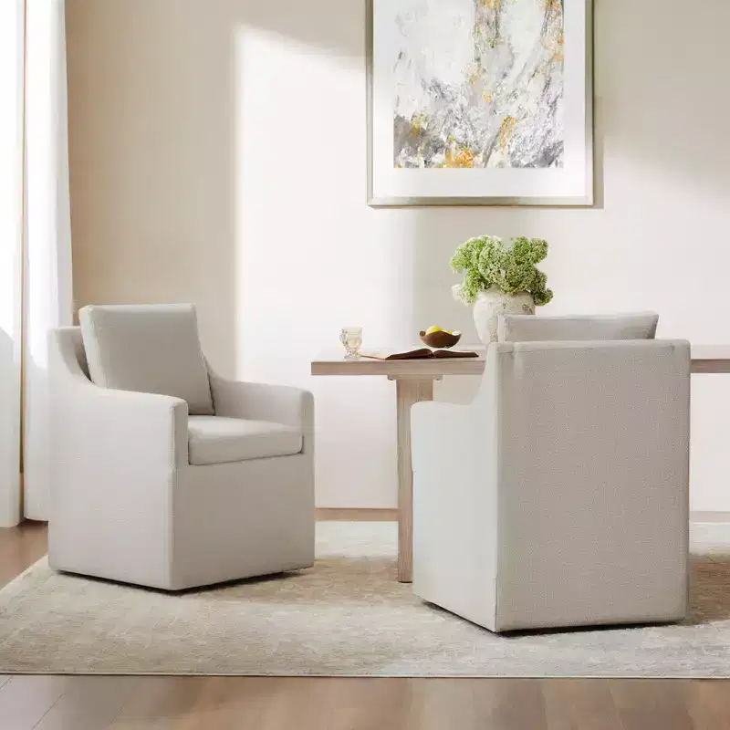 Spruce&Spring Dining Arm Chairs with Casters & Storage