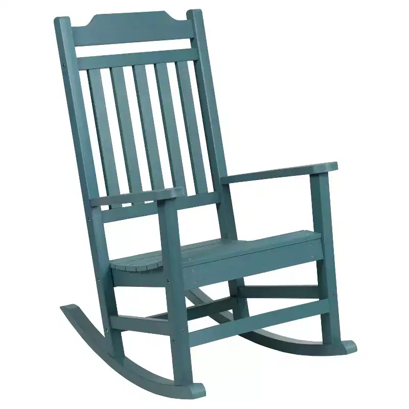 Emma and Oliver All-Weather Rocking Chair in Faux Wood - Patio and Backyard Furniture