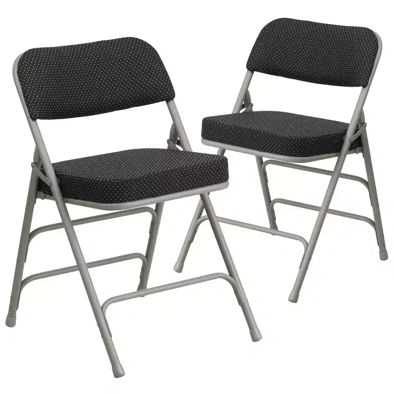 Flash Furniture 2 Pack HERCULES Series Premium Curved Triple Braced & Hinged Fabric Upholstered Metal Folding Chair