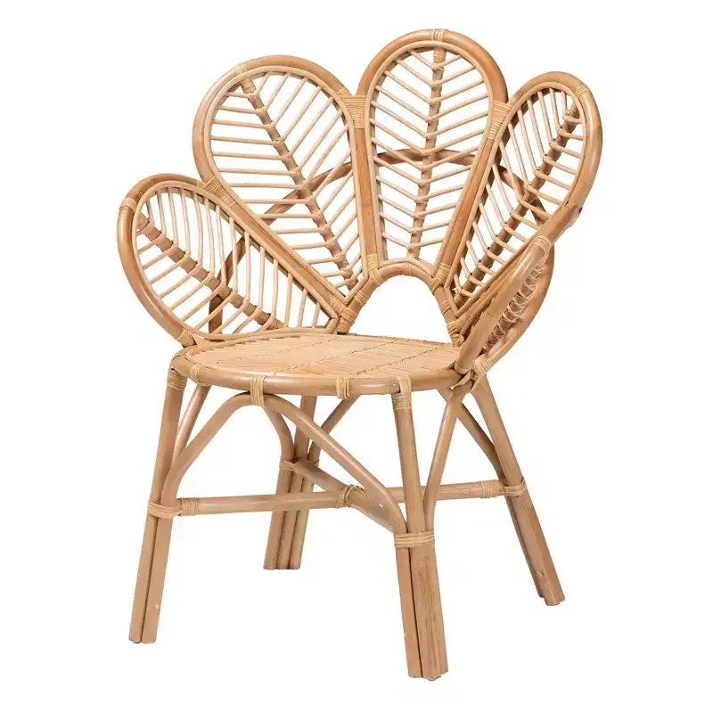 Natural Rattan Flower Accent Chair Natural Brown