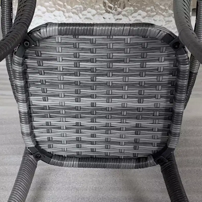 Outdoor Coffee Table with Storage Shelf, Hand-Woven Wicker Side Table with Water-Ripple Glass Top