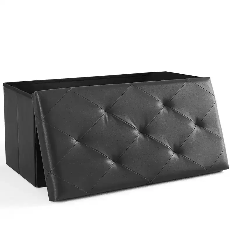 30/43IN Foldable Storage Bench with Thicker Foam Padded Seat, End of Bed Bench, Entryway Bench for Living Room