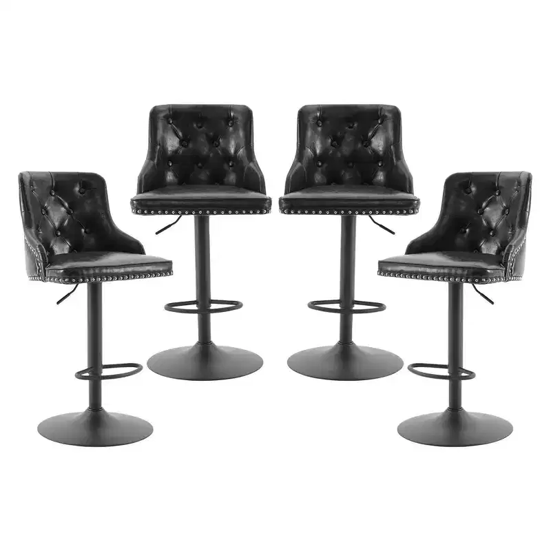 Bar Stools Set of 2,Adjustable Swivel Barstools, Faux Leather Bar Chairs,Upholstered Counter Height with High Backrest