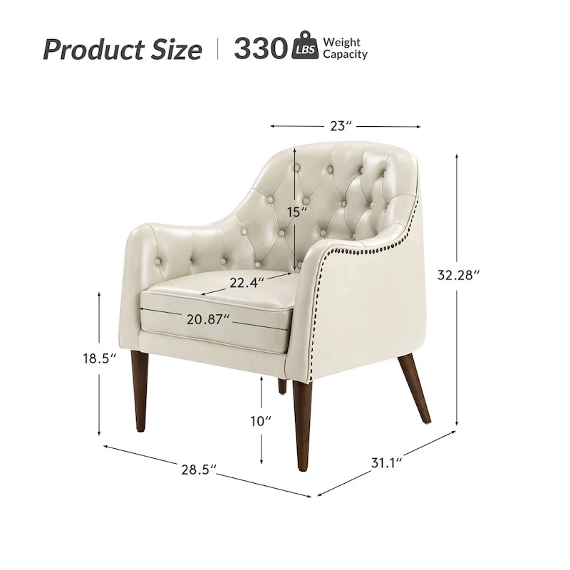Melisa Classic Genuine Leather Wood Legs Barrel Chair With Tufted Back Set Of 2 By HULALA HOME