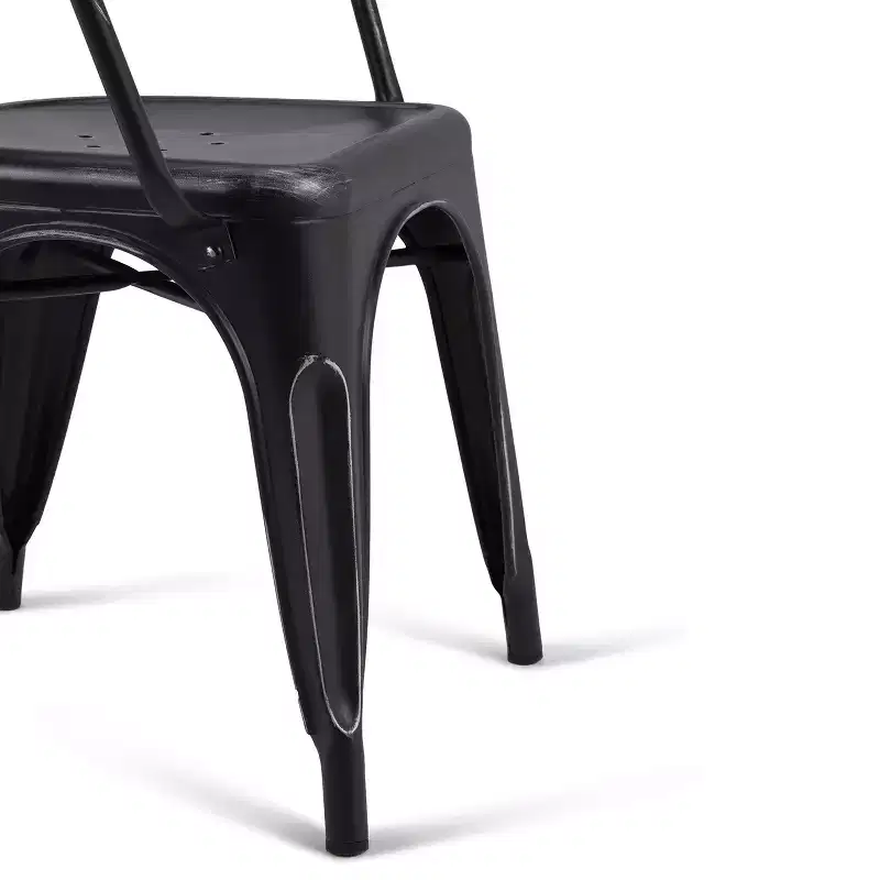 WyndenHall Set of 2 Elisse Metal Dining Armchairs Distressed Black/Silver: Industrial Style, Metal Frame