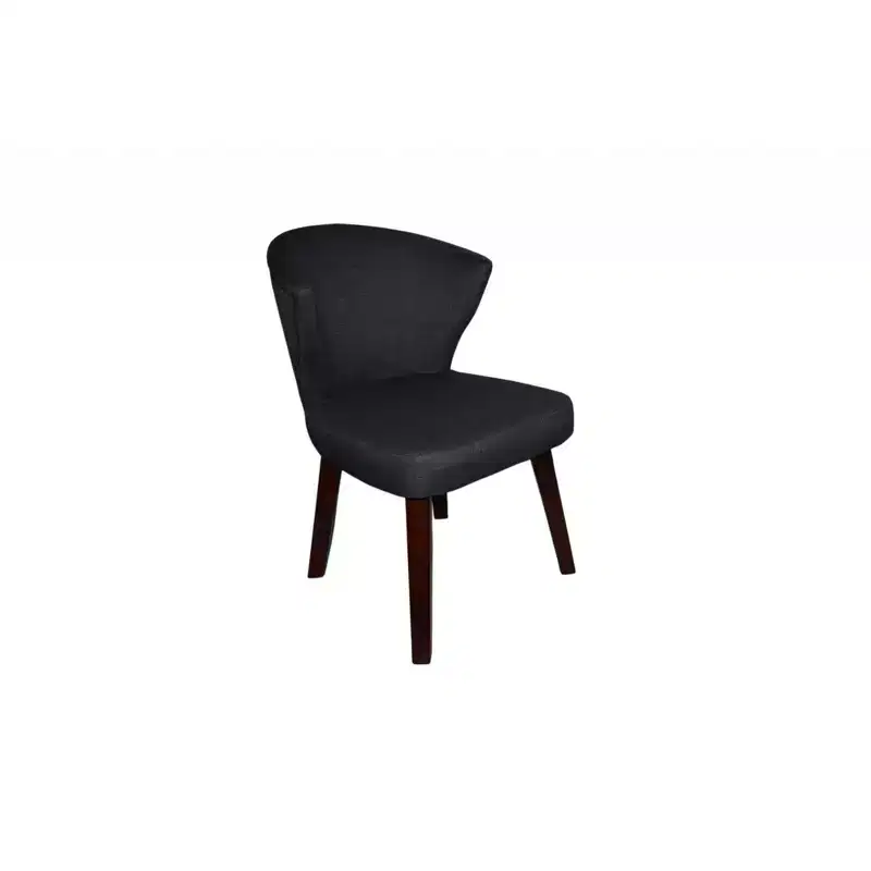 Charcoal and Espresso Cotton and Solid Wood Dining Side Chair