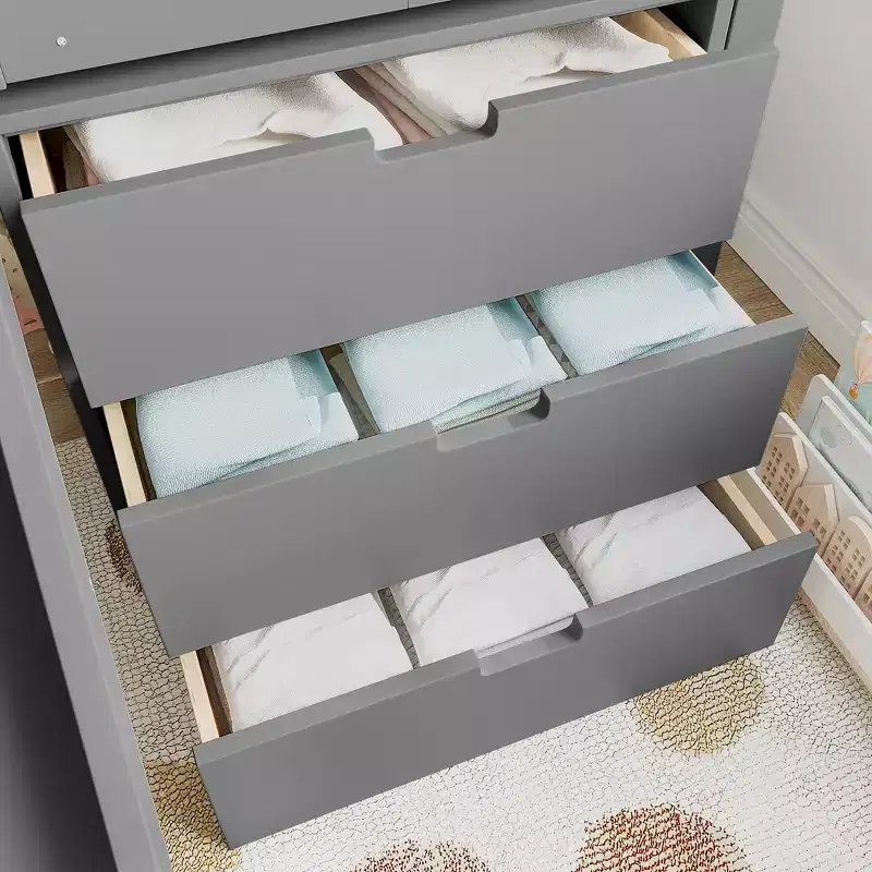 Wood Twin Loft Bed with Slide, Removable Desk & Storage Stairs