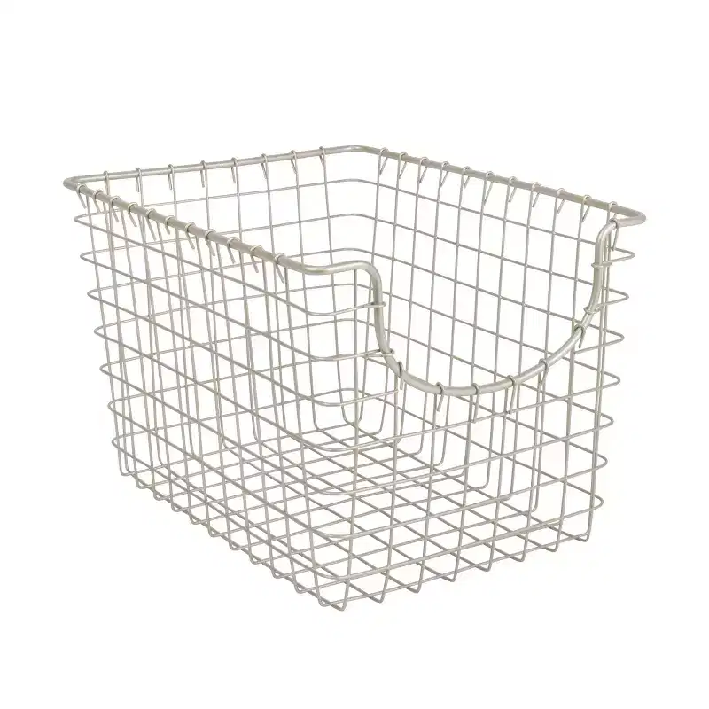 Scoop Wire Storage Basket, Steel, Open Front, Portable – 15