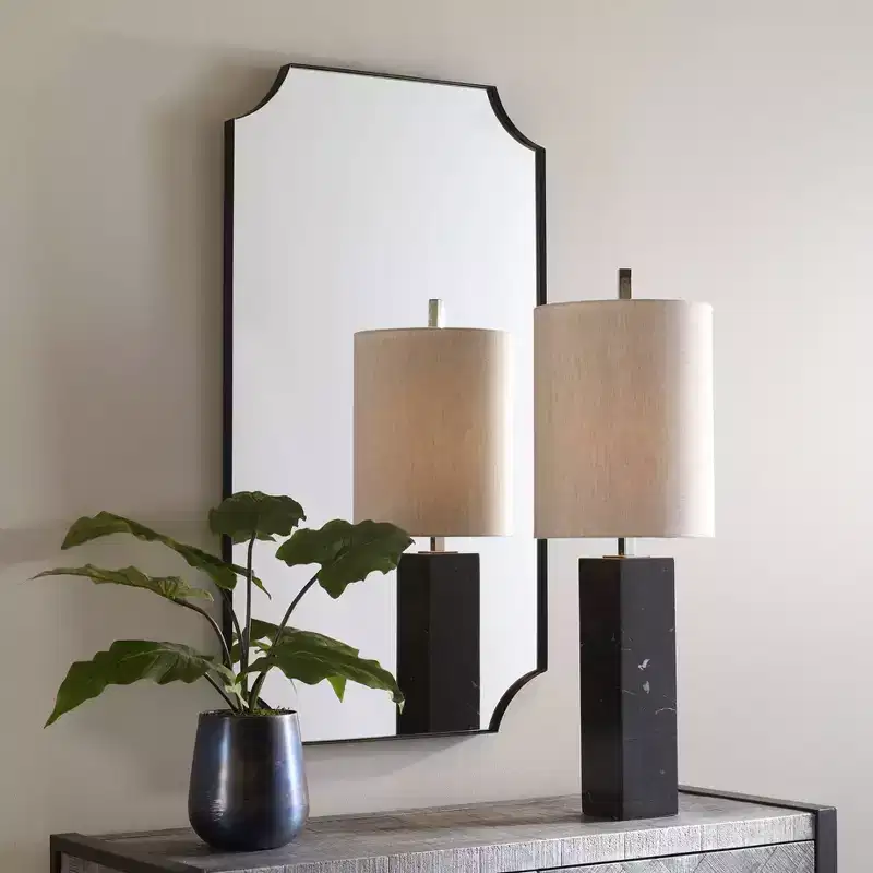 Uttermost Lennox Satin Black 22 1/4 x 40 1/4 Wall Mirror