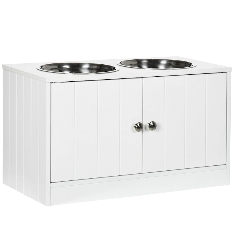 Large Elevated Dog Bowls,Storage Cabinet Containing Large 44L Capacity, Raised Dog Bowl Stand Pet Food Bowl Dog Feeding Station