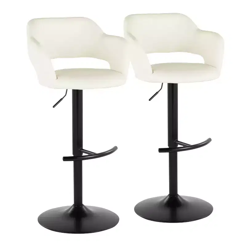 LumiSource Set of 2 Margarite Adjustable Barstools Black PU