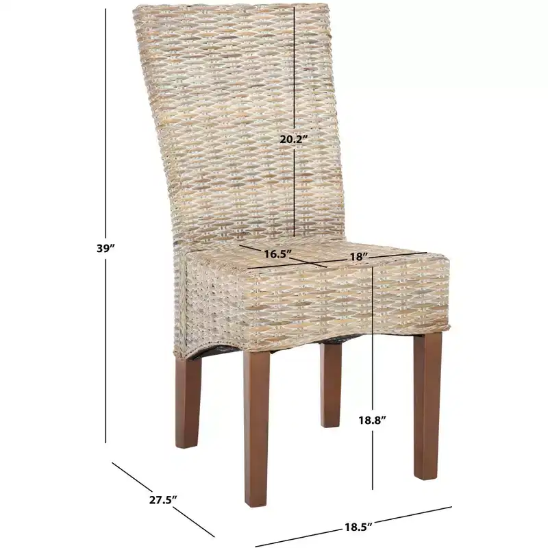 Ozias 19 H Wicker Dining Chair (Set of 2) - SEA8014 - Safavieh